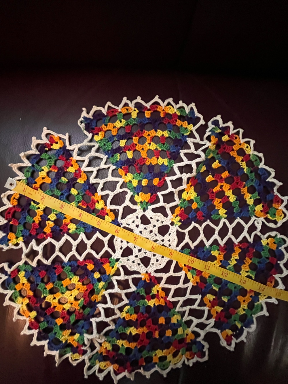 Colourful crochet doily